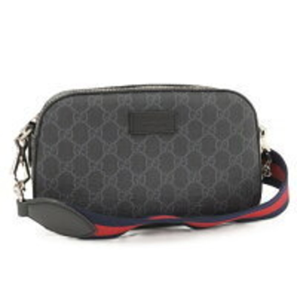 GUCCI Camera Bag Shoulder GG Supreme Leather Black
